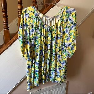 Counterparts Blue & Yellow Floral Flowy Top